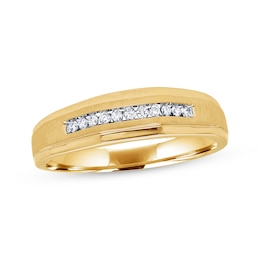 Previously Owned Men's Diamond Wedding Band 1/10 ct tw Round-cut 10K Yellow Gold