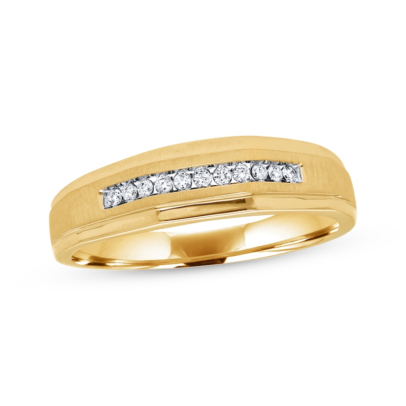 Main Image 1 of Previously Owned Men's Diamond Wedding Band 1/10 ct tw Round-cut 10K Yellow Gold