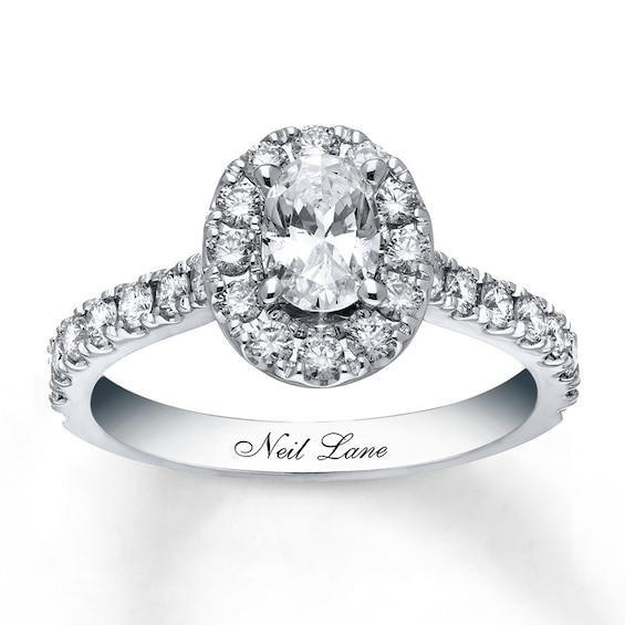 Previously Owned Neil Lane Engagement Ring 1 ct tw Oval & Round-cut Diamonds 14K White Gold