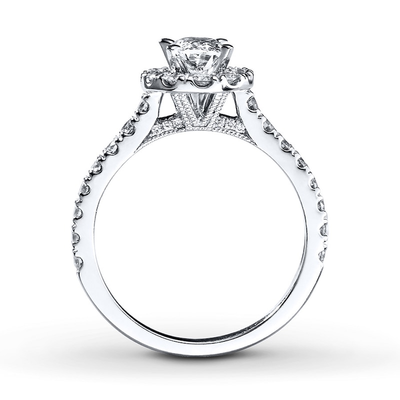 Previously Owned Neil Lane Engagement Ring 1-1/2 ct tw Oval & Round-cut Diamonds 14K White Gold Size 5.5