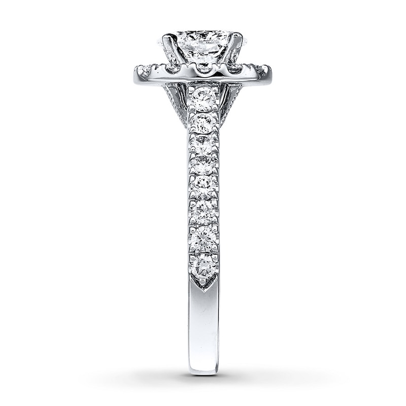 Previously Owned Neil Lane Engagement Ring 1-1/2 ct tw Oval & Round-cut Diamonds 14K White Gold Size 5.5