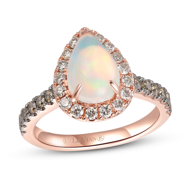 Main Image 1 of Previously Owned Le Vian Opal Ring 3/4 ct tw Diamonds Pear-shaped 14K Strawberry Gold