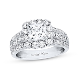 Previously Owned Neil Lane Diamond Engagement Ring 3 ct tw Princess & Round-cut 14K White Gold - Size 4.5