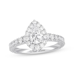 Previously Owned Neil Lane Premiere Diamond Engagement Ring 1-1/2 ct tw Pear & Round-cut 14K White Gold - Size 4