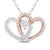 Thumbnail Image 0 of Previously Owned Diamond Heart Necklace 1/4 ct tw Round-Cut 10K Two-Tone Gold 18"