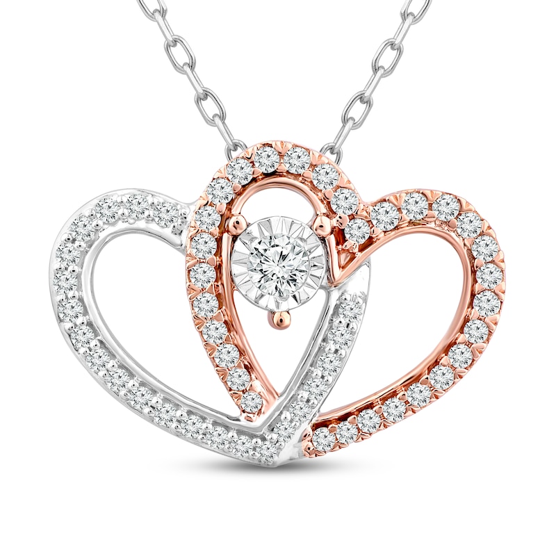 Previously Owned Diamond Heart Necklace 1/4 ct tw Round-Cut 10K Two-Tone Gold 18"