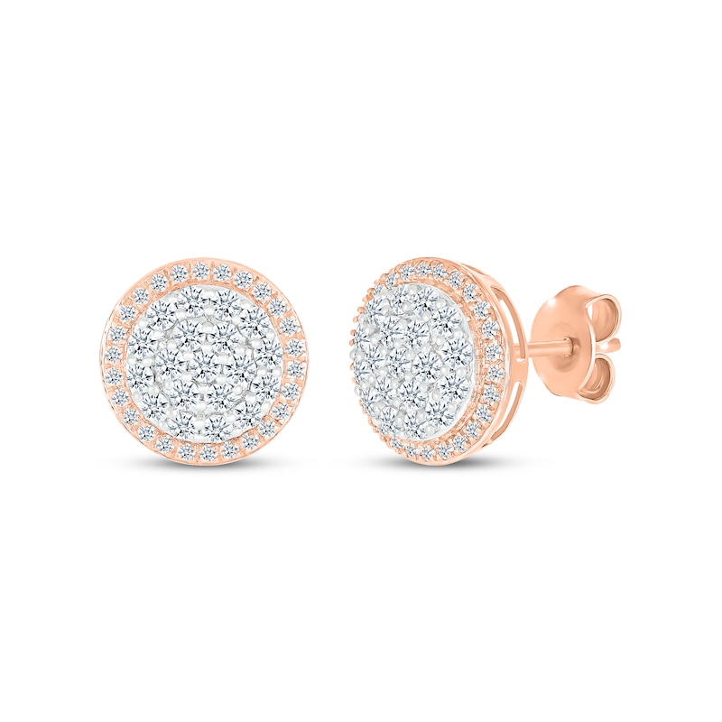 Previously Owned Multi-Diamond Stud Earrings 1-1/8 ct tw Round-cut 10K Rose Gold