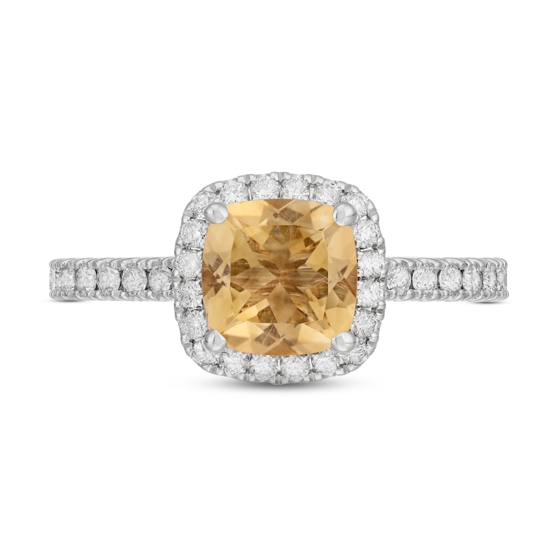 Main Image 3 of Previously Owned Neil Lane Cushion-cut Citrine Engagement Ring 5/8 ct tw Diamonds 14K White Gold