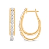 Thumbnail Image 1 of Previously Owned Diamond Oval Hoop Earrings 1/4 ct tw Round-Cut 10K Yellow Gold