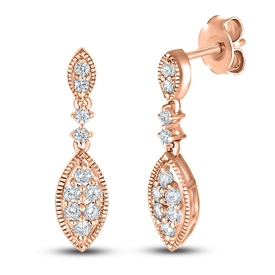 Previously Owned Diamond Dangle Earrings 1/2 ct tw Round-cut 10K Rose Gold