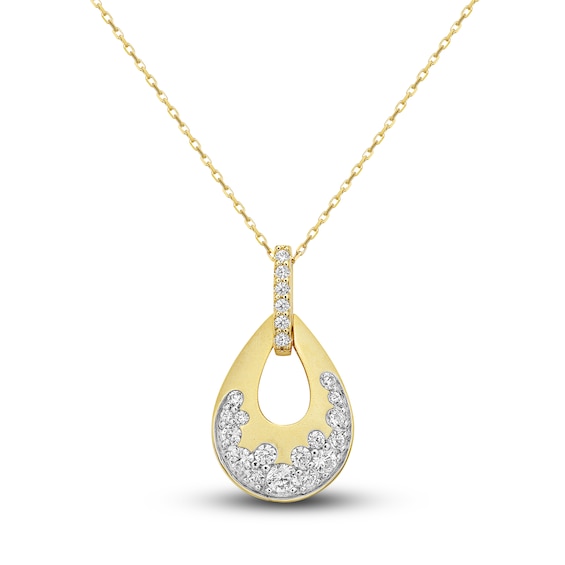 Previously Owned Diamond Pear Necklace 1/2 ct tw Round-cut 10K Yellow Gold 18"