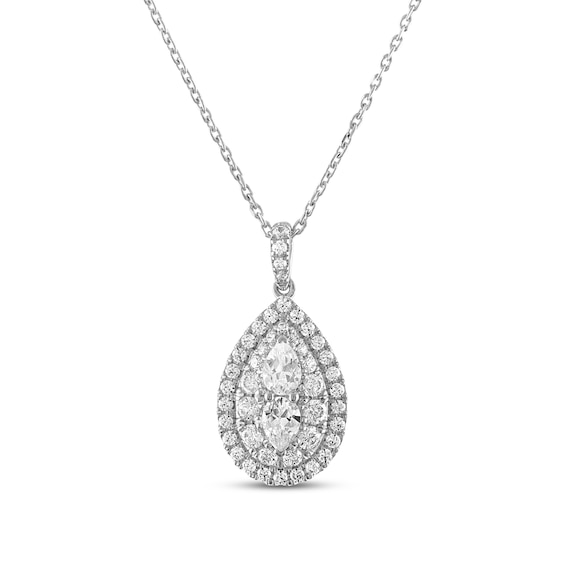 Previously Owned Forever Connected Diamond Necklace 1 ct tw Pear & Round-cut 10K White Gold 18"