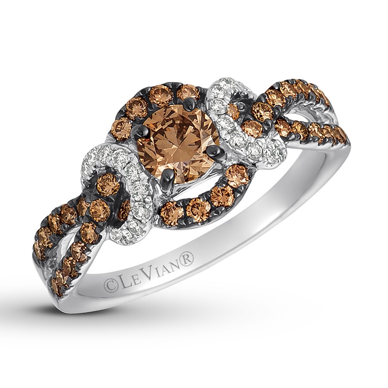 Main Image 1 of Previously Owned Le Vian Chocolate Diamond Ring 1 ct tw Round 14K Vanilla Gold