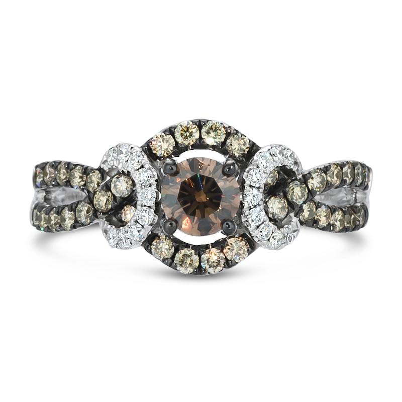 Main Image 4 of Previously Owned Le Vian Chocolate Diamond Ring 1 ct tw Round 14K Vanilla Gold