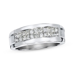 Previously Owned Men's Diamond Wedding Band 1 ct tw Square-cut 14K White Gold