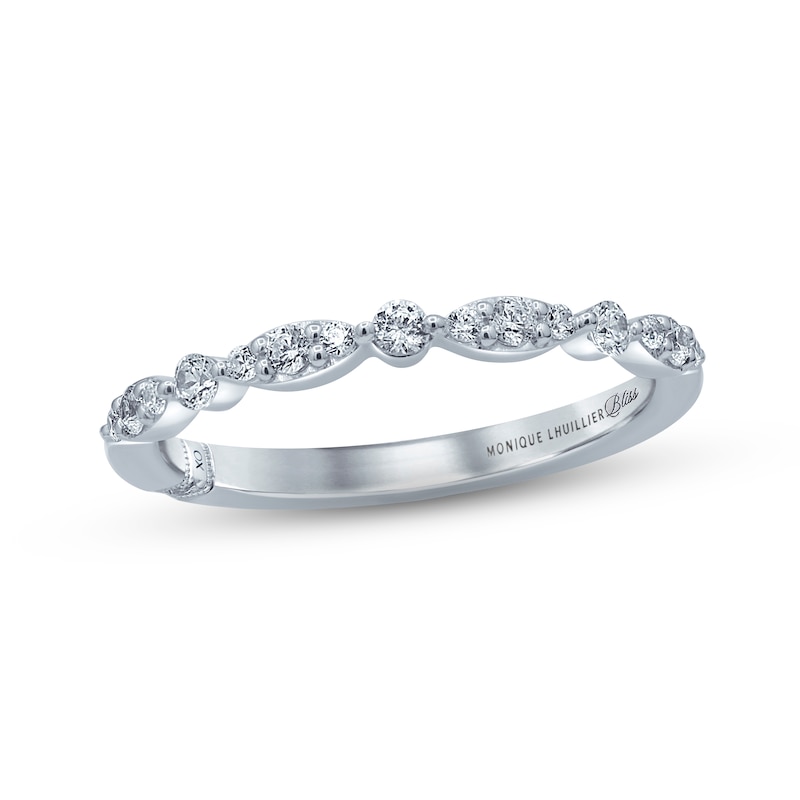 Main Image 1 of Previously Owned Monique Lhuillier Bliss Diamond Wedding Band 1/4 ct tw Round-cut 18K White Gold