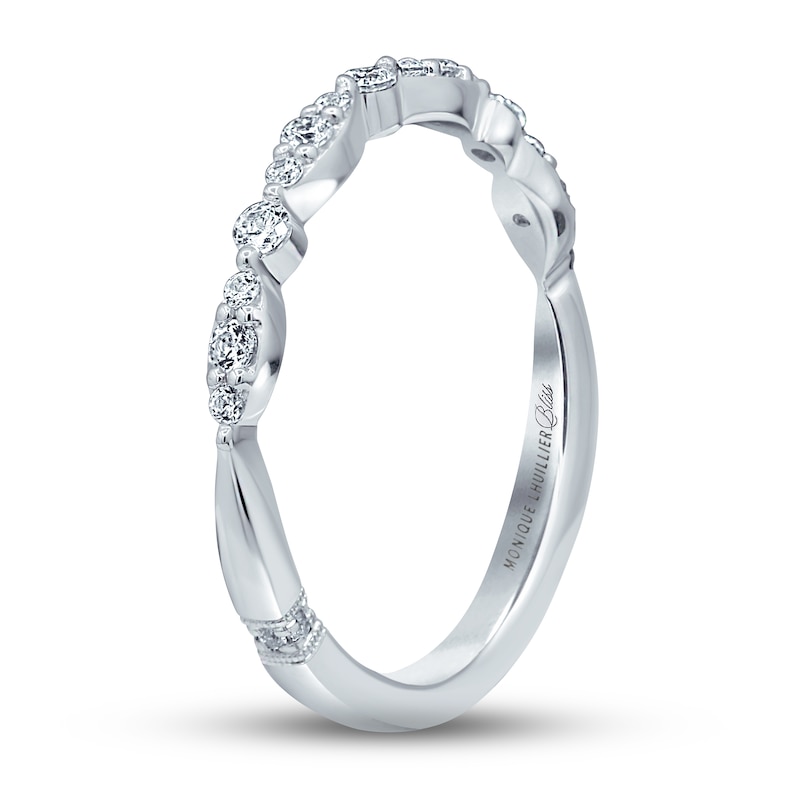 Main Image 3 of Previously Owned Monique Lhuillier Bliss Diamond Wedding Band 1/4 ct tw Round-cut 18K White Gold