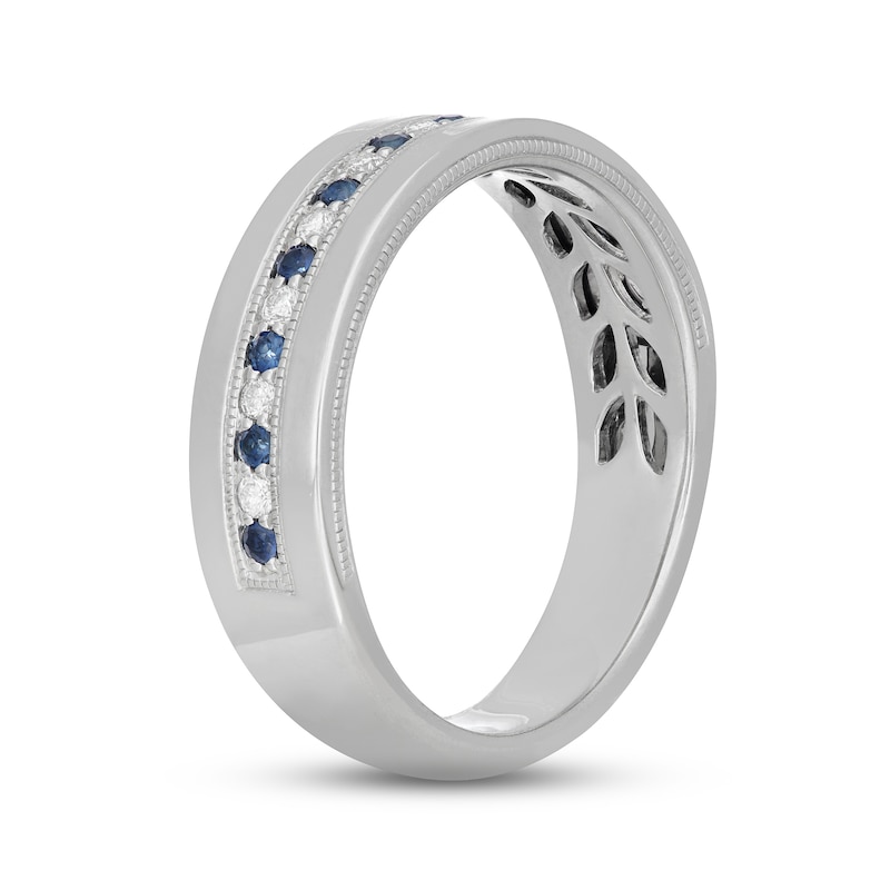 Main Image 2 of Previously Owned Neil Lane Men's Diamond & Blue Sapphire Wedding Band 1/6 ct tw 14K White Gold