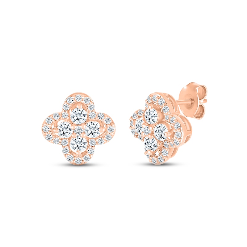 Previously Owned Diamond Flower Stud Earrings 5/8 ct tw 10K Rose Gold