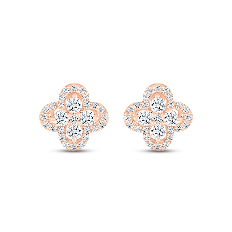 Previously Owned Diamond Flower Stud Earrings 5/8 ct tw 10K Rose Gold