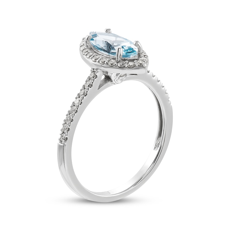 Marquise-Cut Aquamarine & Diamond Engagement Ring 1/3 ct tw 14K White ...