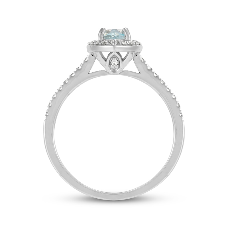 Main Image 3 of Marquise-Cut Aquamarine & Diamond Engagement Ring 1/3 ct tw 14K White Gold