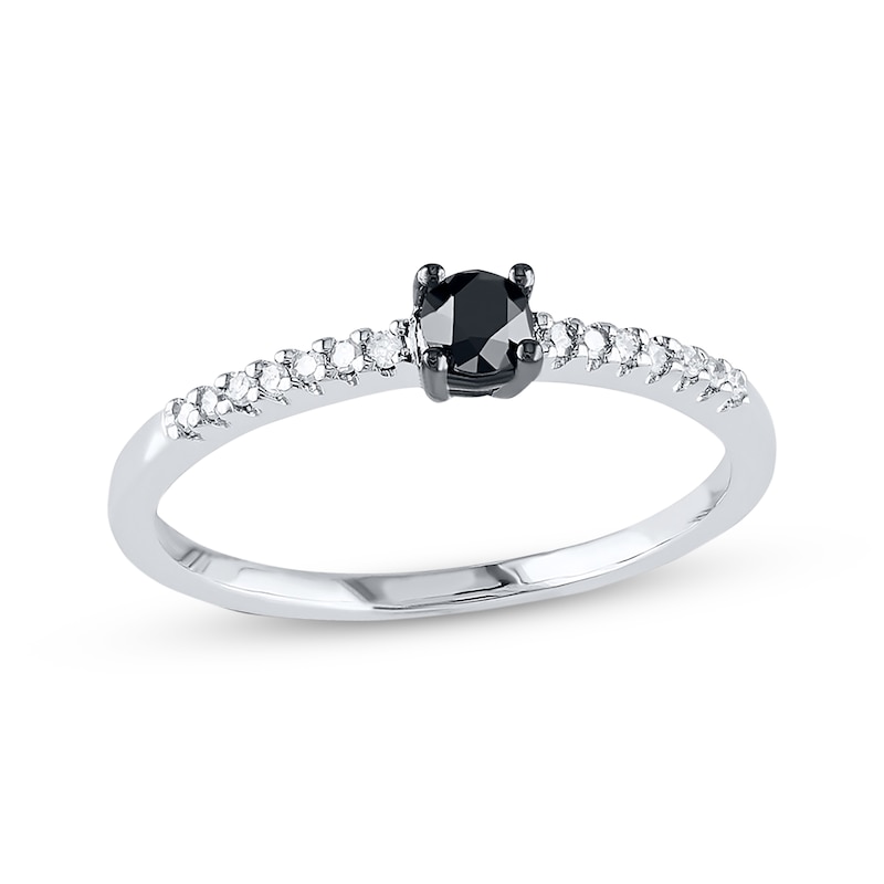 Main Image 1 of Previously Owned Black & White Diamond Fashion Ring 1/4 ct tw 10K White Gold - Size 7.5