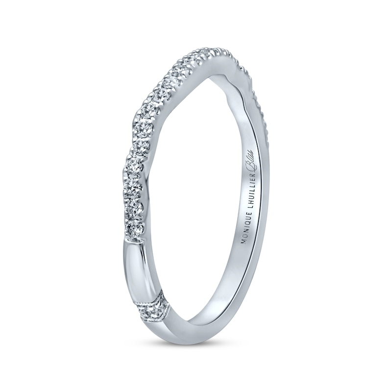 Main Image 2 of Previously Owned Monique Lhuillier Bliss Diamond Wedding Band 1/5 ct tw Round-cut 18K White Gold