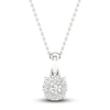 Thumbnail Image 1 of Previously Owned Diamond Halo Necklace 1/10 ct tw Round-Cut 10K White Gold 18&quot;