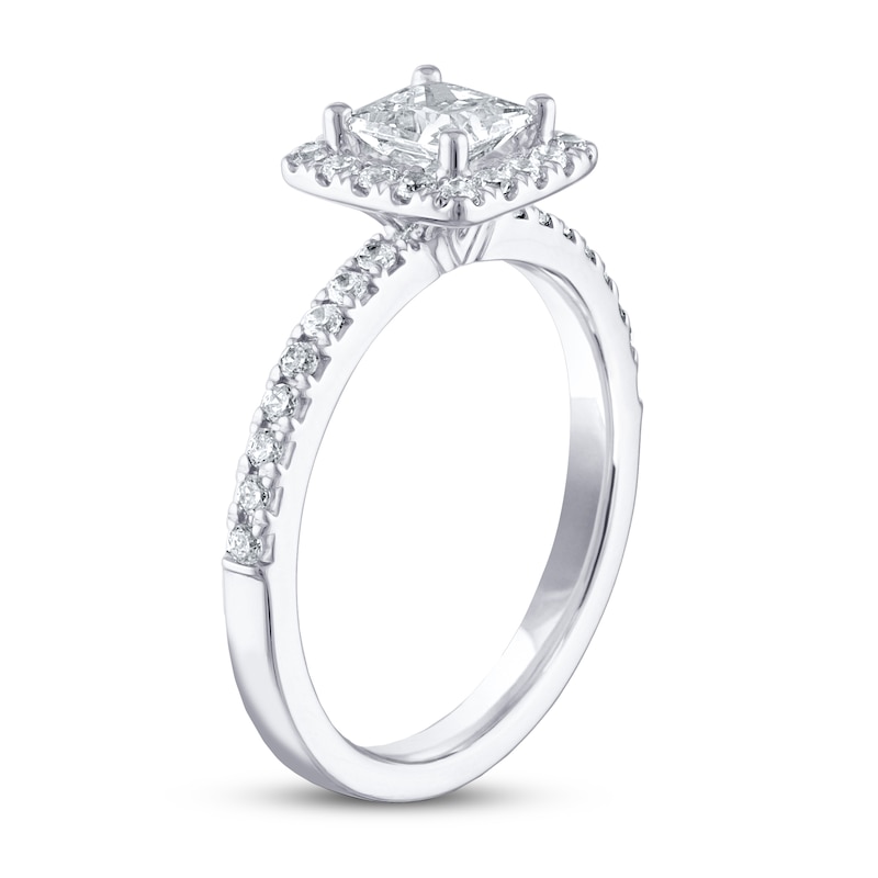 Main Image 2 of Previously Owned THE LEO Diamond Engagement Ring 1 ct tw Princess & Round-cut 14K White Gold