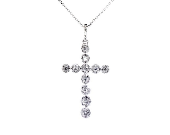 Previously Owned Diamond Cross Necklace 1/2 ct tw 10K White Gold 18"