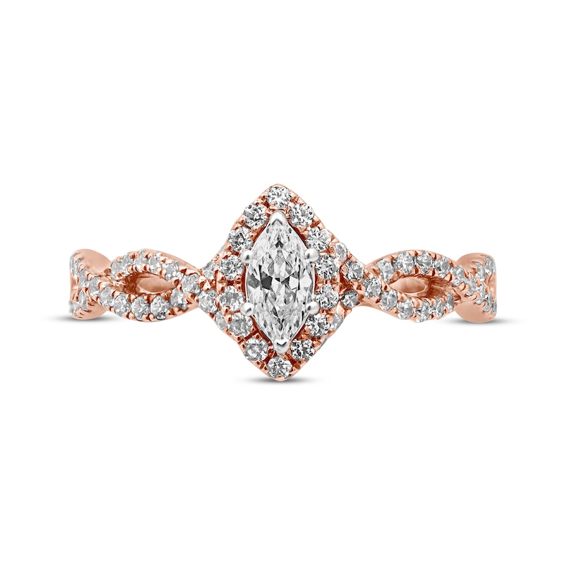 Main Image 2 of Previously Owned Diamond Engagement Ring 3/4 ct tw Marquise & Round-cut 14K Rose Gold