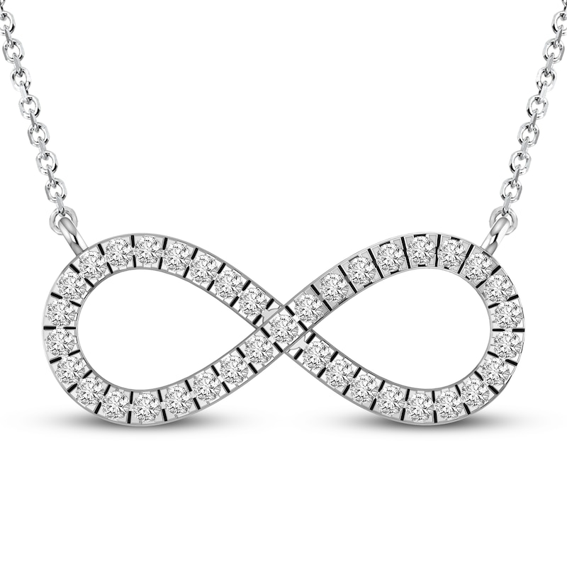 Main Image 1 of Previously Owned Diamond Infinity Necklace 1/6 ct tw Round-cut 10K White Gold 18&quot;