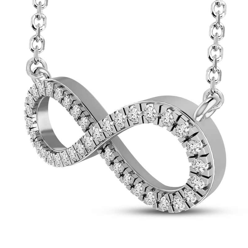 Main Image 2 of Previously Owned Diamond Infinity Necklace 1/6 ct tw Round-cut 10K White Gold 18&quot;