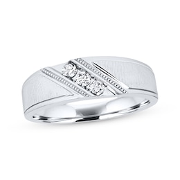 Previously Owned Men's Diamond Wedding Band 1/5 ct tw Round-cut 10K White Gold