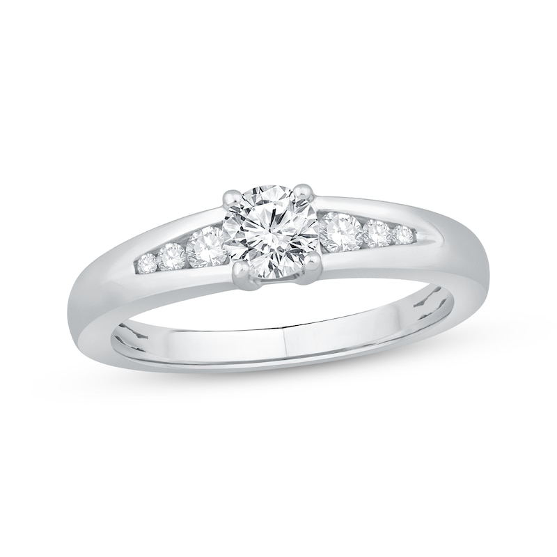 Main Image 1 of Previously Owned Diamond Engagement Ring 5/8 ct tw Round-cut 14K White Gold