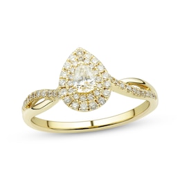 Previously Owned Diamond Engagement Ring 1/2 ct tw Pear & Round-cut 14K Yellow Gold