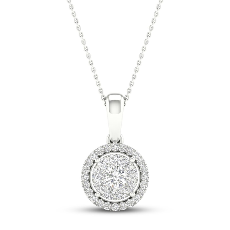 Previously Owned Multi-Diamond Necklace 1/4 ct tw Round-Cut 10K White Gold 18"