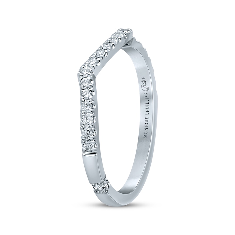 Main Image 2 of Previously Owned Monique Lhuillier Bliss Diamond Wedding Band 1/5 ct tw Round-cut 18K White Gold