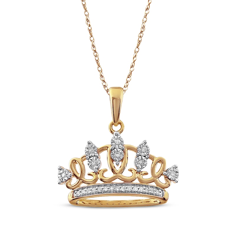 Main Image 1 of Previously Owned Diamond Tiara Necklace 1/15 ct tw Round-cut 10K Yellow Gold