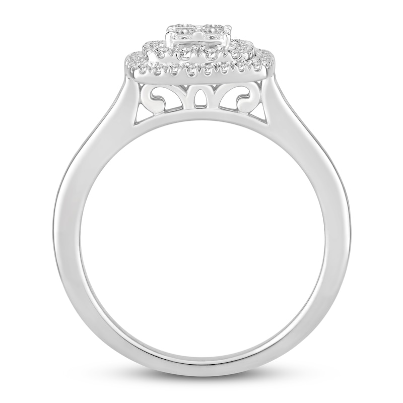 Main Image 2 of Previously Owned Diamond Engagement Ring 3/4 ct tw Princess & Round-cut 14K White Gold