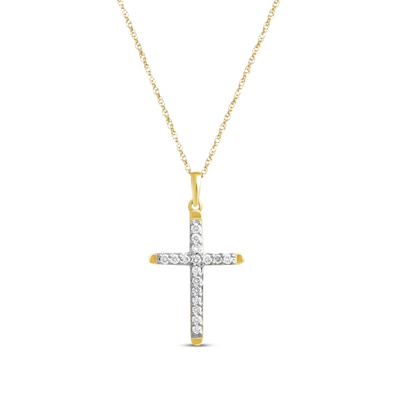 Previously Owned Diamond Cross Necklace 1/4 ct tw Round-cut 10K Gold 18