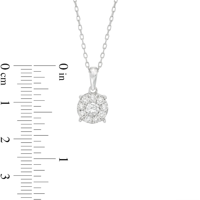 Main Image 2 of Previously Owned Diamond Halo Necklace 1/2 ct tw Round-Cut 10K White Gold 18&quot;