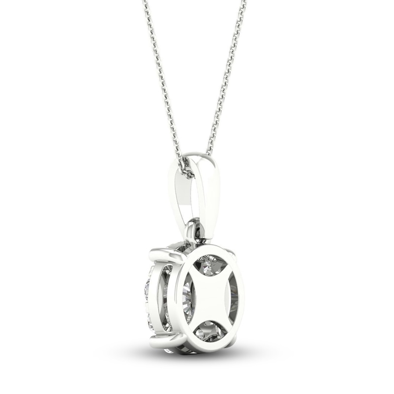 Main Image 4 of Previously Owned Diamond Halo Necklace 1/2 ct tw Round-Cut 10K White Gold 18&quot;