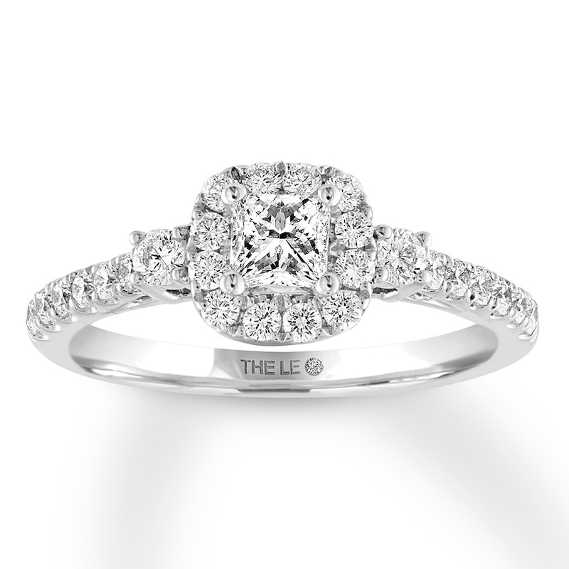 Main Image 1 of Previously Owned THE LEO Diamond Engagement Ring 3/4 ct tw Princess & Round-cut 14K White Gold