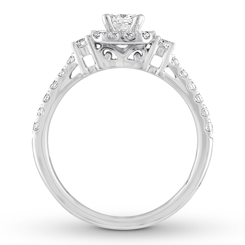 Main Image 2 of Previously Owned THE LEO Diamond Engagement Ring 3/4 ct tw Princess & Round-cut 14K White Gold