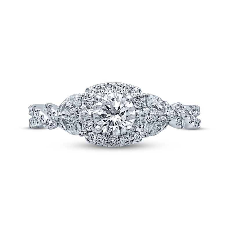 Main Image 2 of Previously Owned Monique Lhuillier Bliss Diamond Engagement Ring 1-1/8 ct tw Round & Marquise-cut 18K White Gold