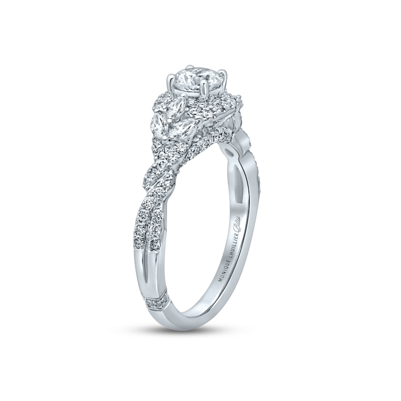 Main Image 3 of Previously Owned Monique Lhuillier Bliss Diamond Engagement Ring 1-1/8 ct tw Round & Marquise-cut 18K White Gold