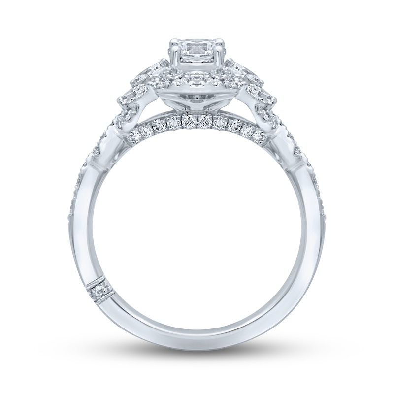 Main Image 4 of Previously Owned Monique Lhuillier Bliss Diamond Engagement Ring 1-1/8 ct tw Round & Marquise-cut 18K White Gold