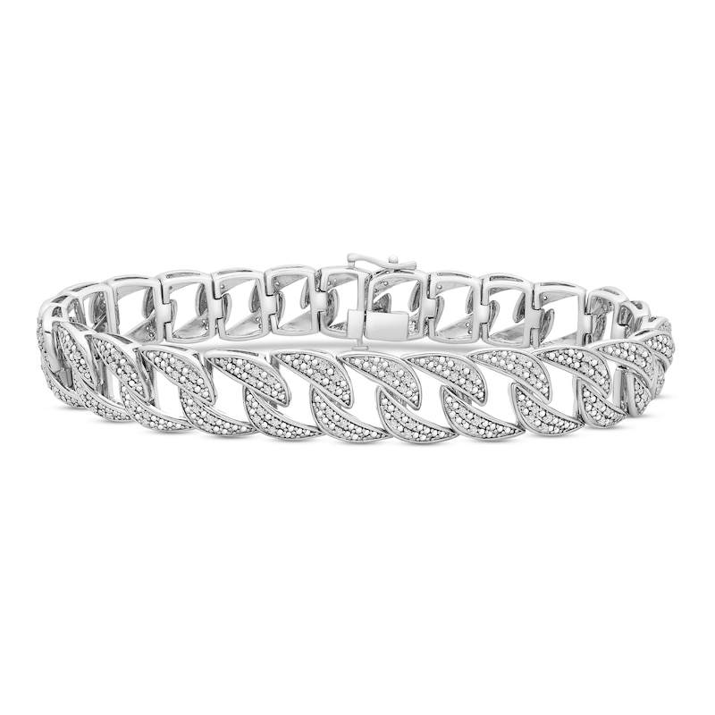 Main Image 1 of Previously Owned Men's Diamond Bracelet 1 ct tw Sterling Silver 8.5&quot;